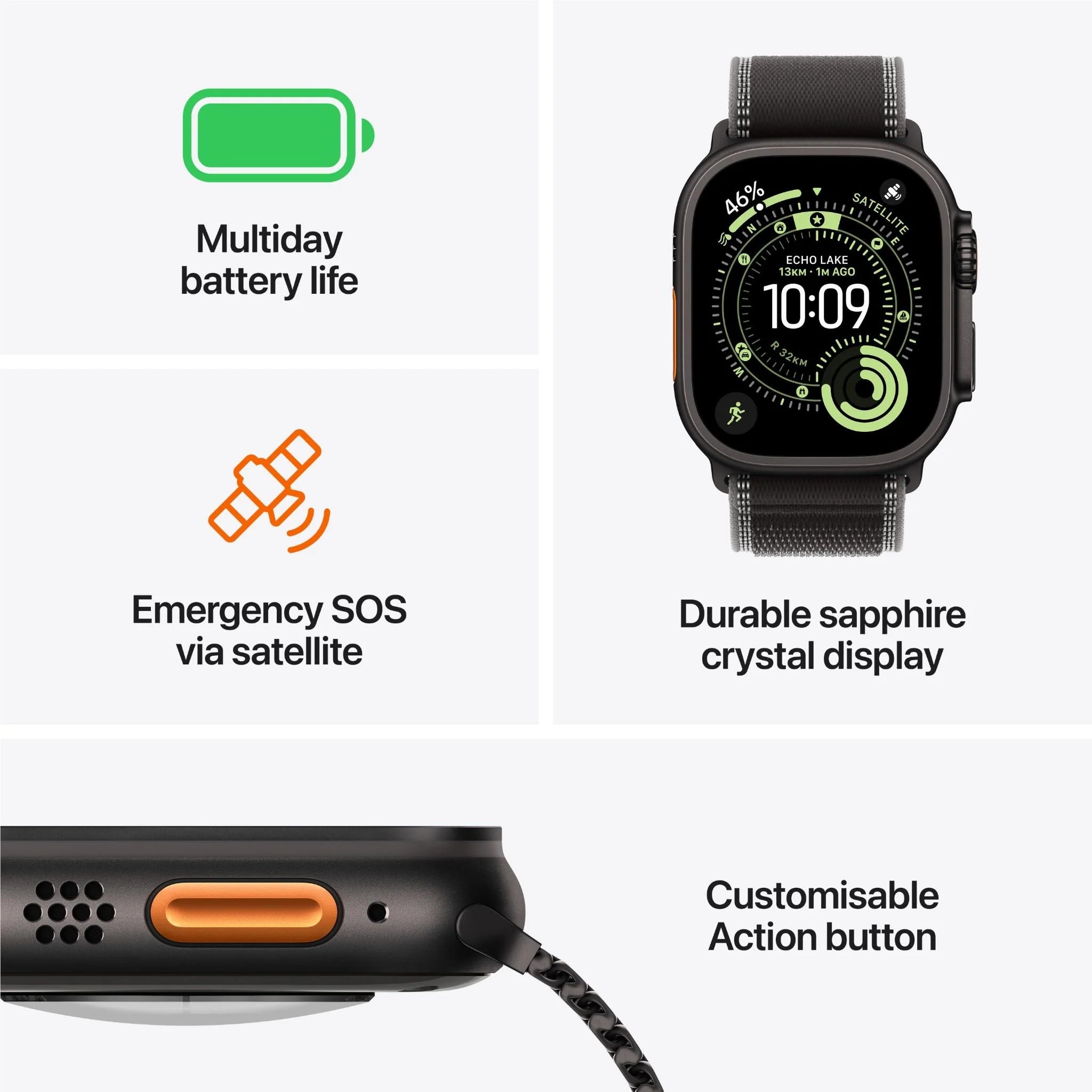 Apple Watch Ultra 3 49mm Black Titanium Case GPS + Cellular Ocean Band (Black)